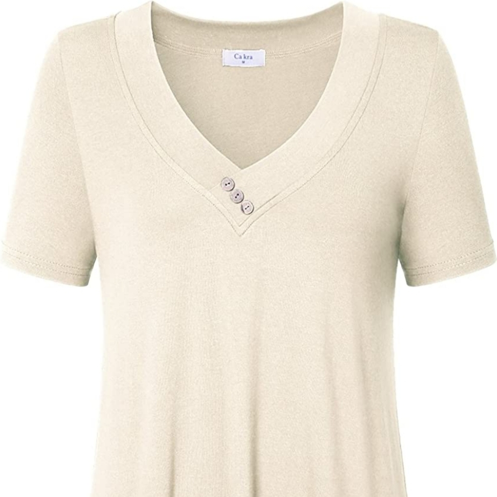 Ca kra Womens Casual Tunic V Neck Flowy Top Shirt